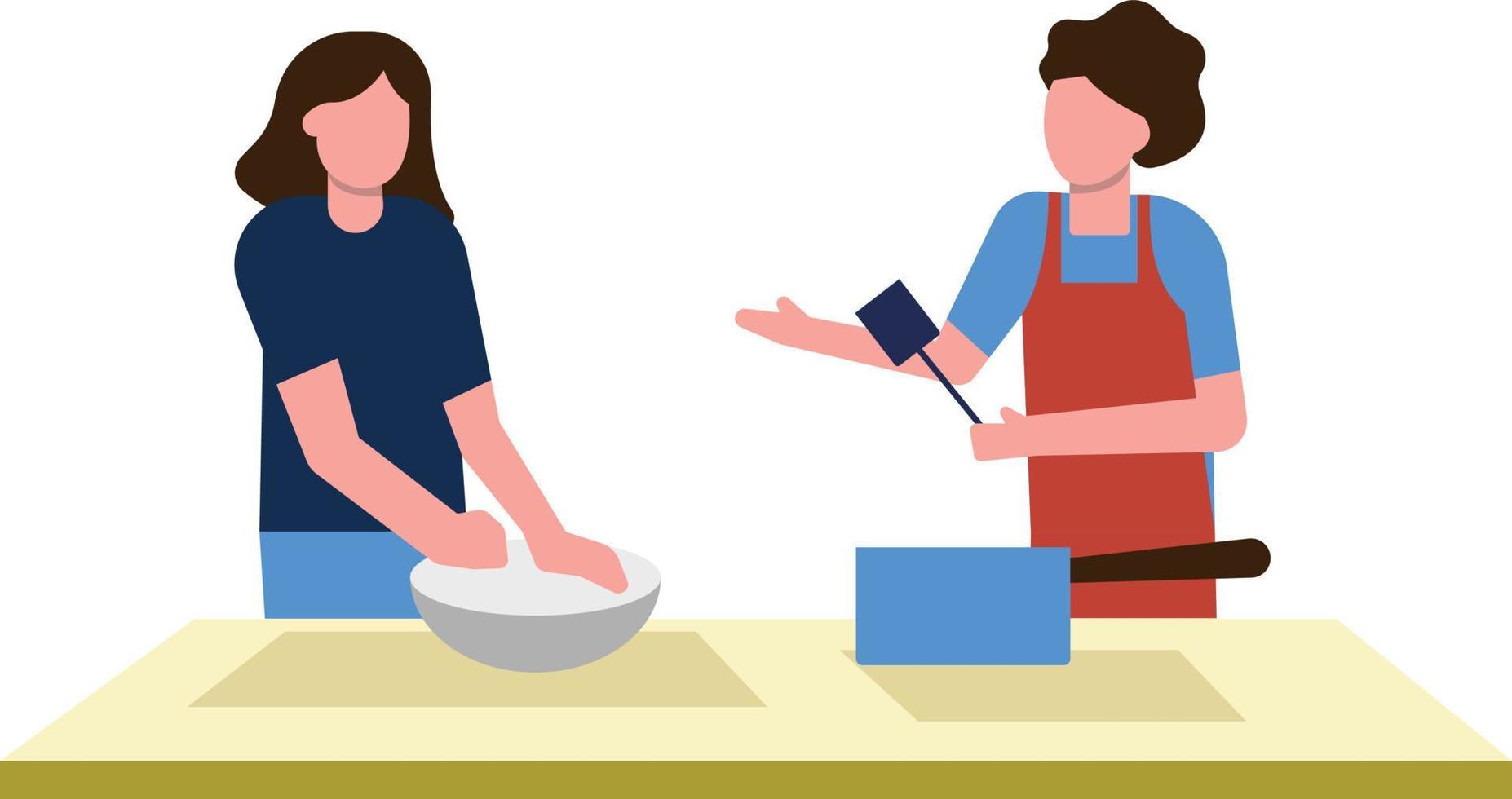 The girls are cooking. vector