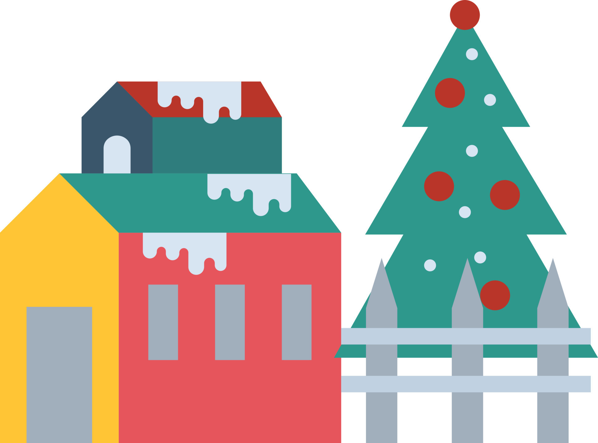 A Christmas tree stands outside the house. 11214177 Vector Art at Vecteezy