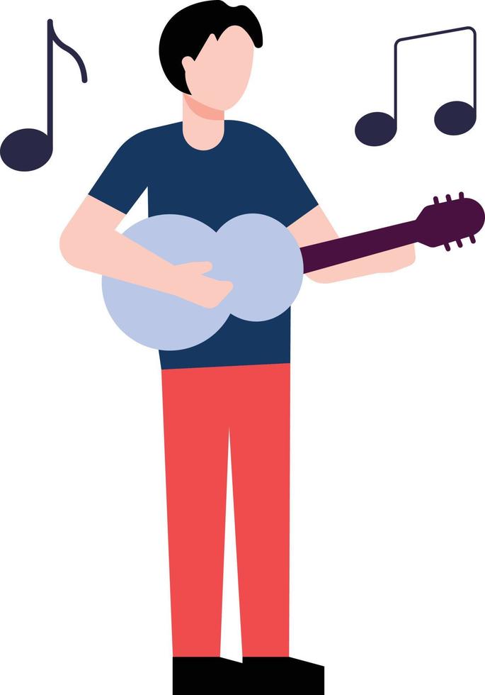 The boy is playing the guitar. vector