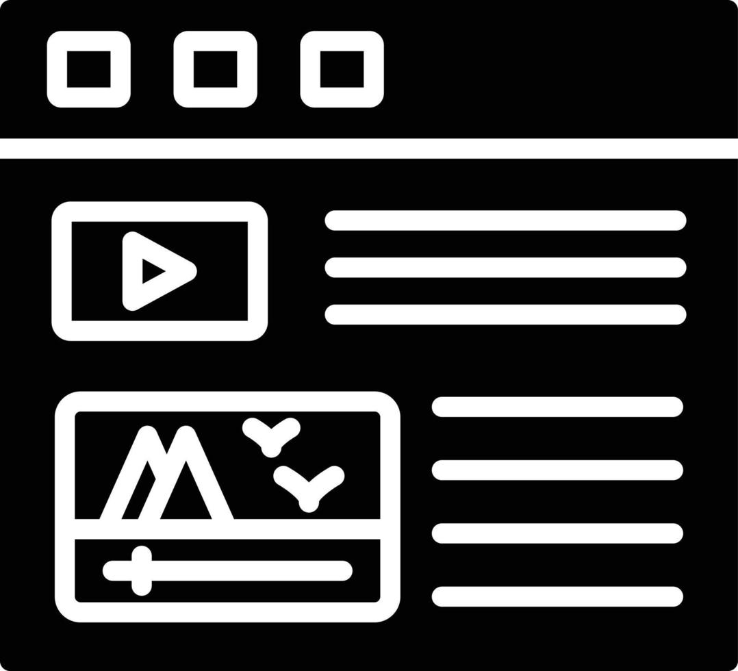 icono de glifo de contenido de video vector