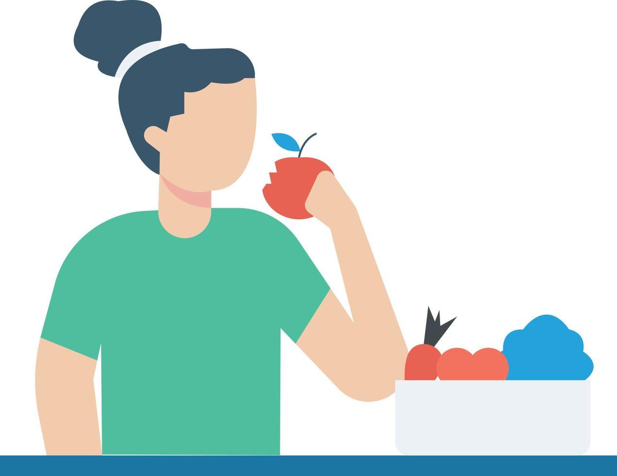 The girl is eating an apple. vector