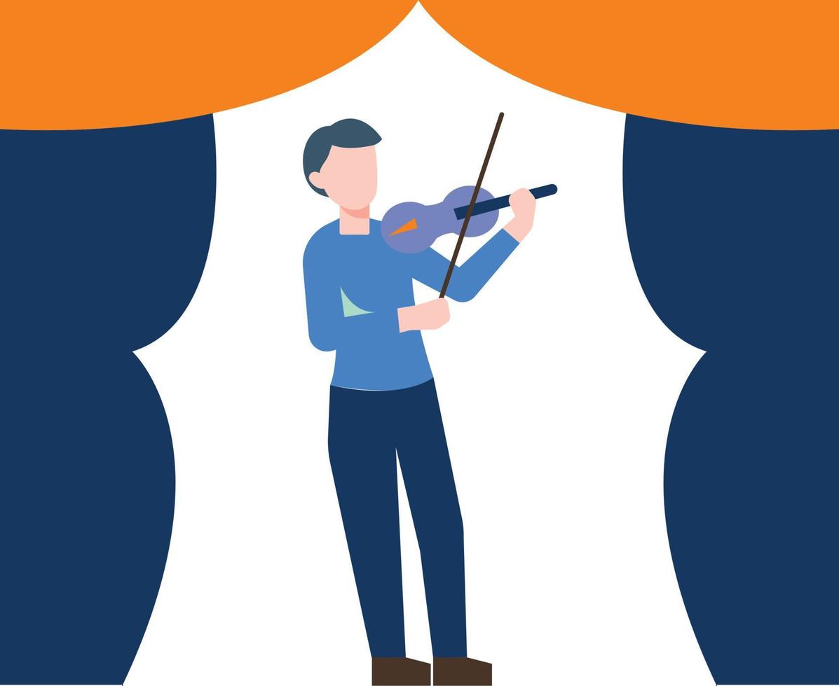 The boy is playing the violin. vector