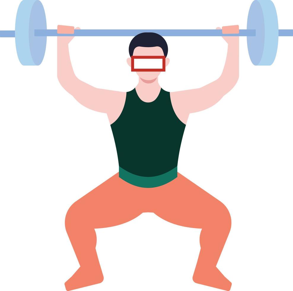 The boy is doing weightlifting. vector