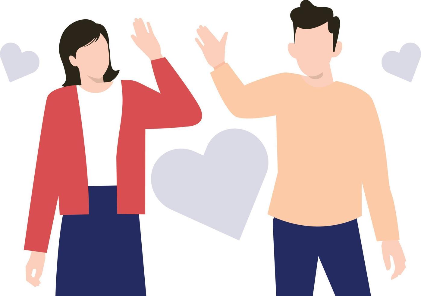 Couple giving high fives. vector