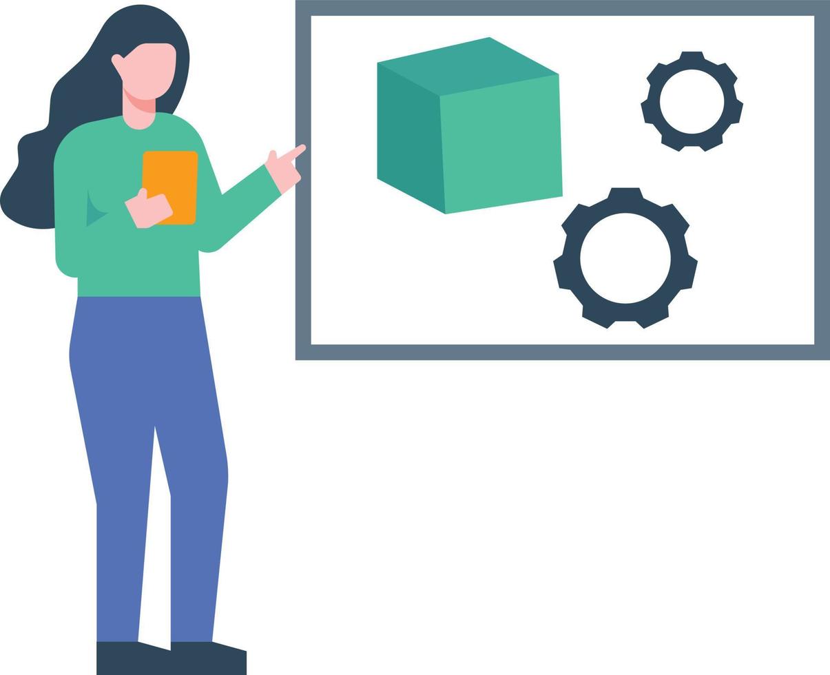 A girl working on futuristic technology. vector