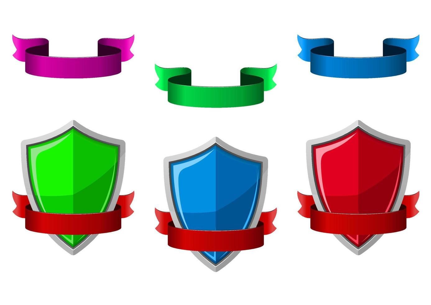 Security icons with shields and ribbons vector