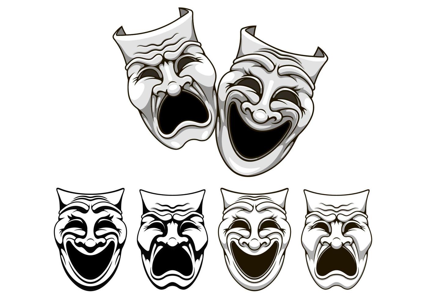Tragedy and comedy theater masks vector