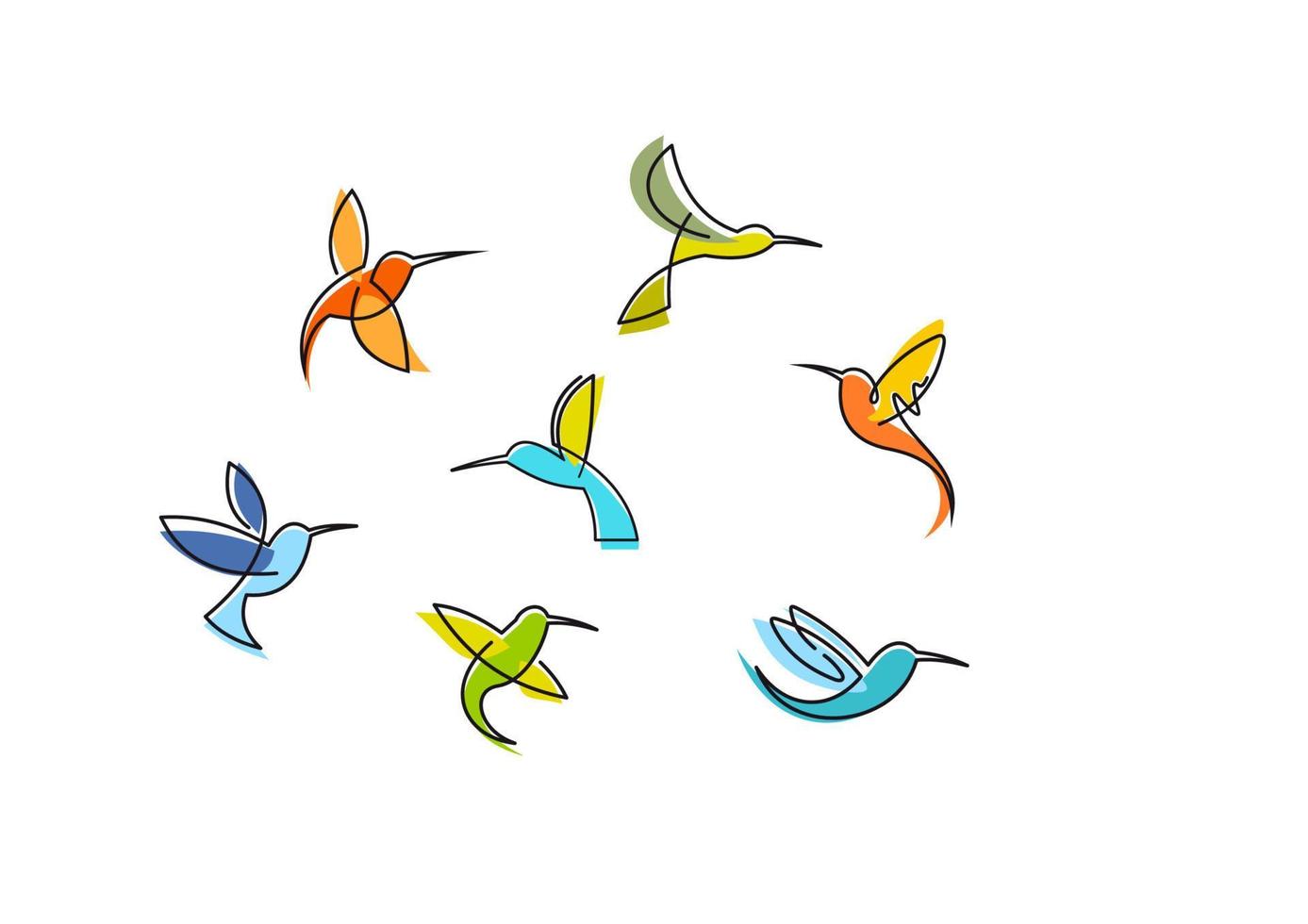 Abstract colorful hummingbirds vector