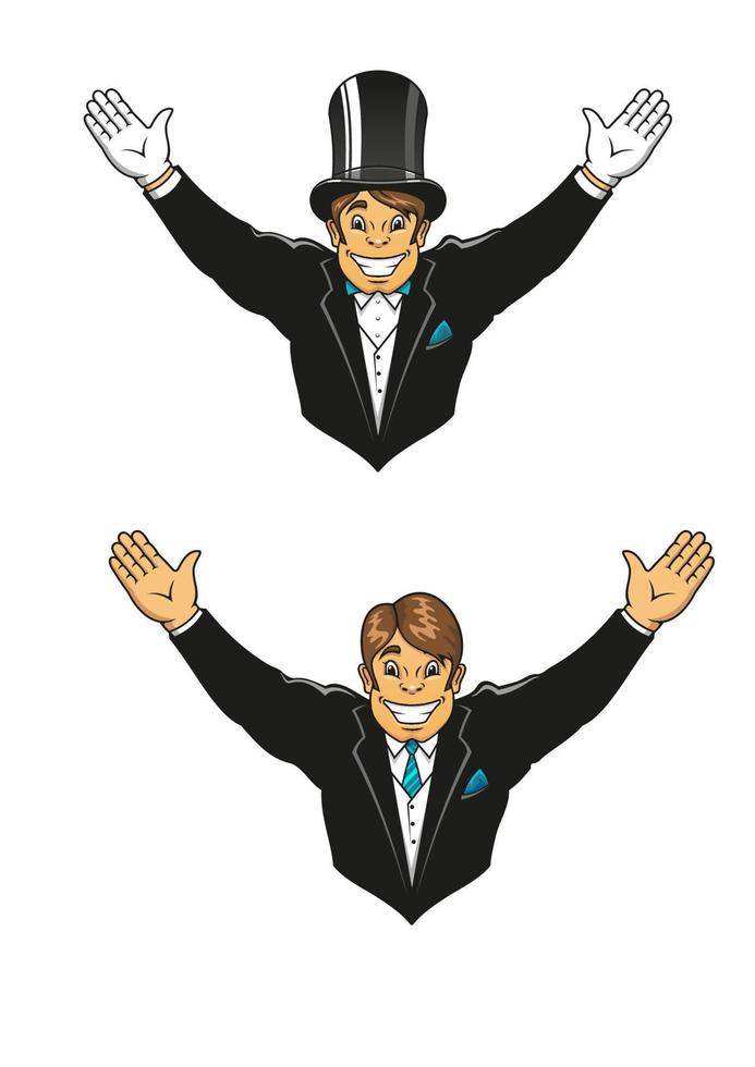 Smiling groom in hat and jacket vector