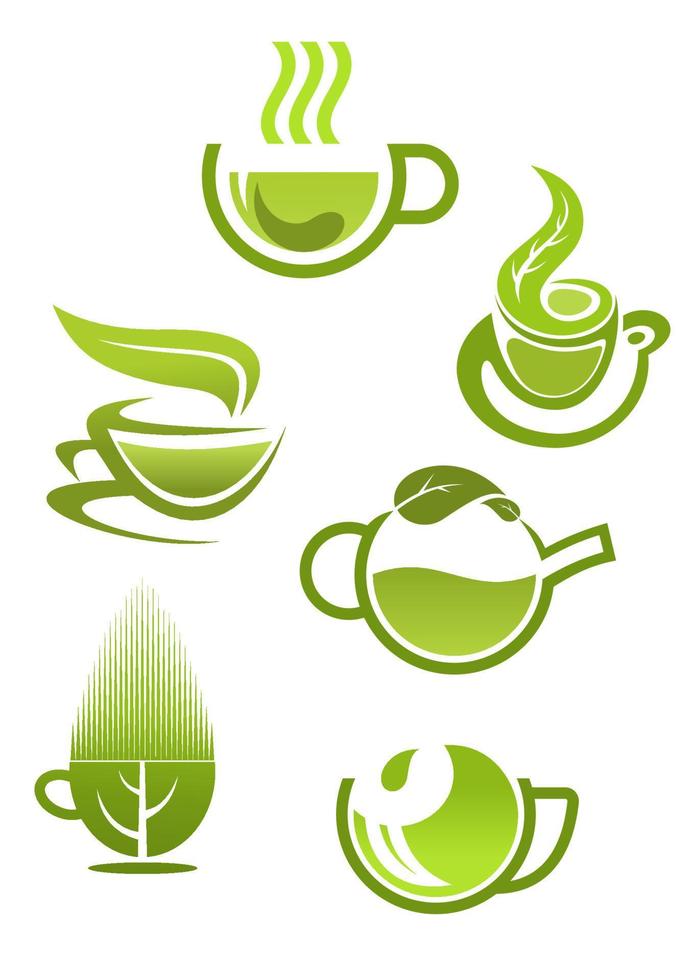 tazas de té verde vector