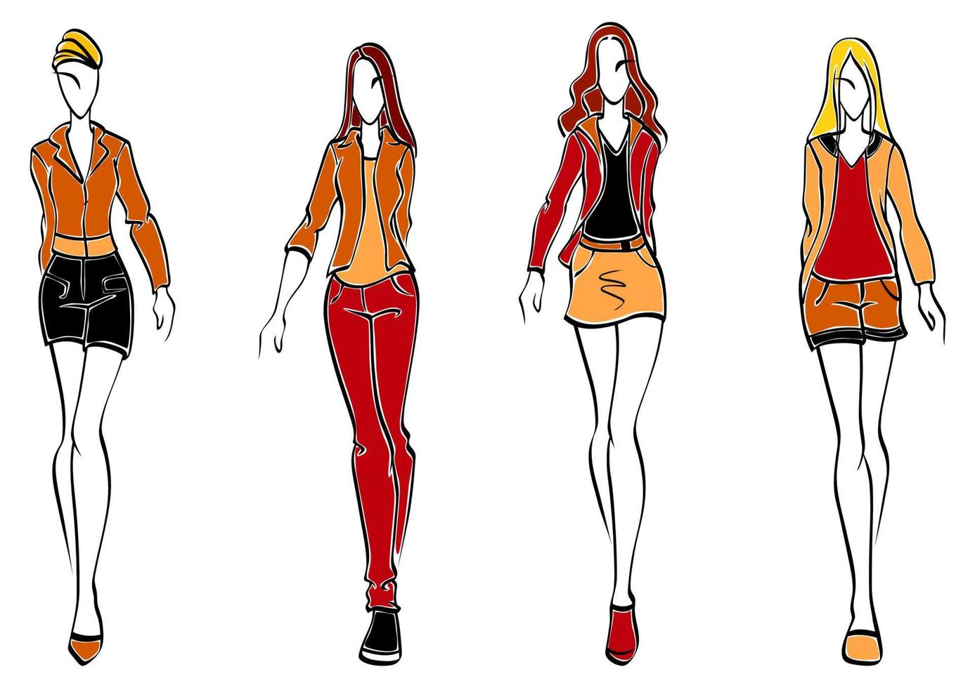 modelos de moda casual vector