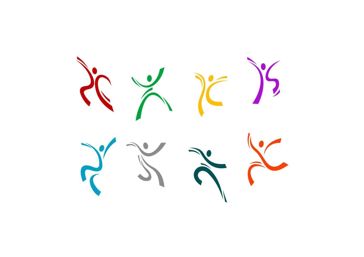 Running, jumping and dancing peoples vector