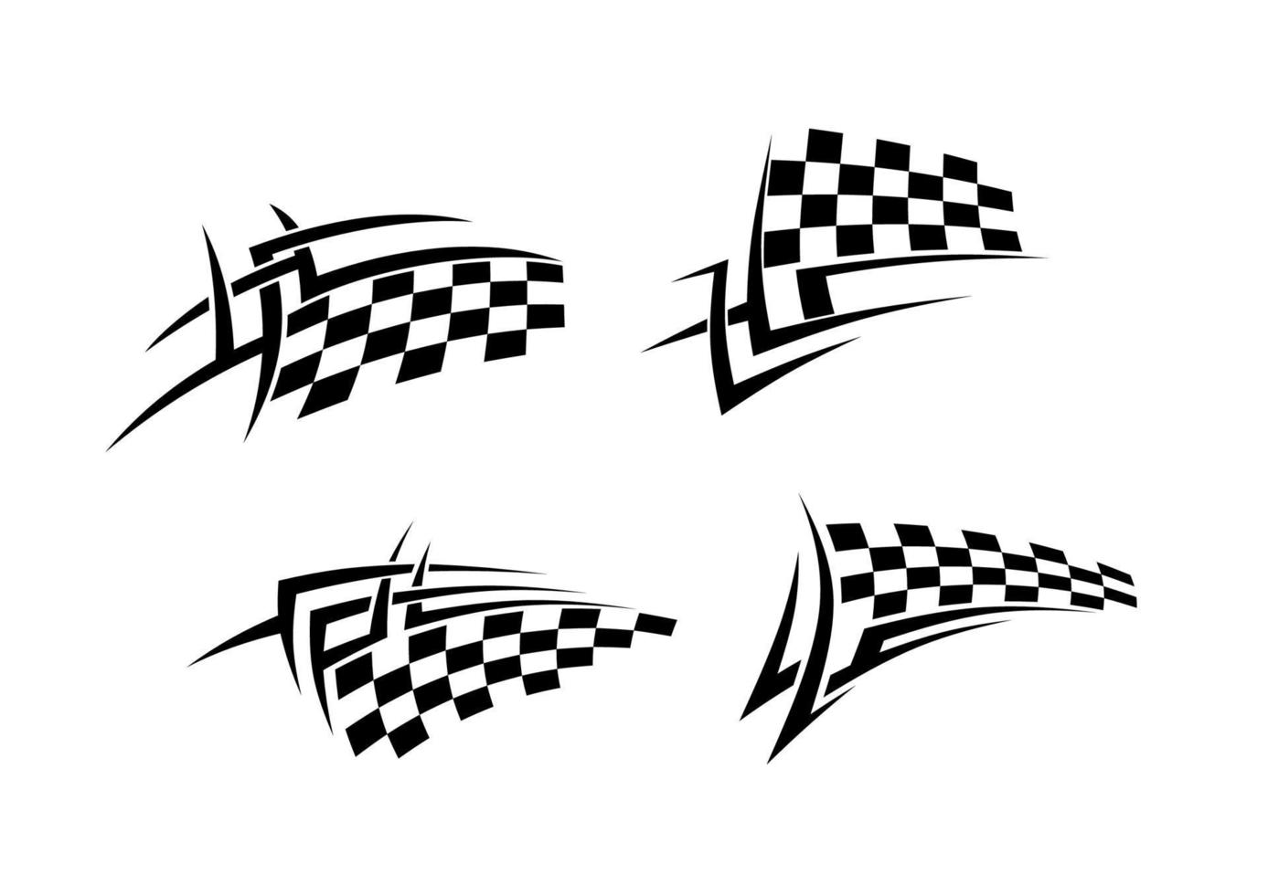 Tribal tattoo with racing flag vector