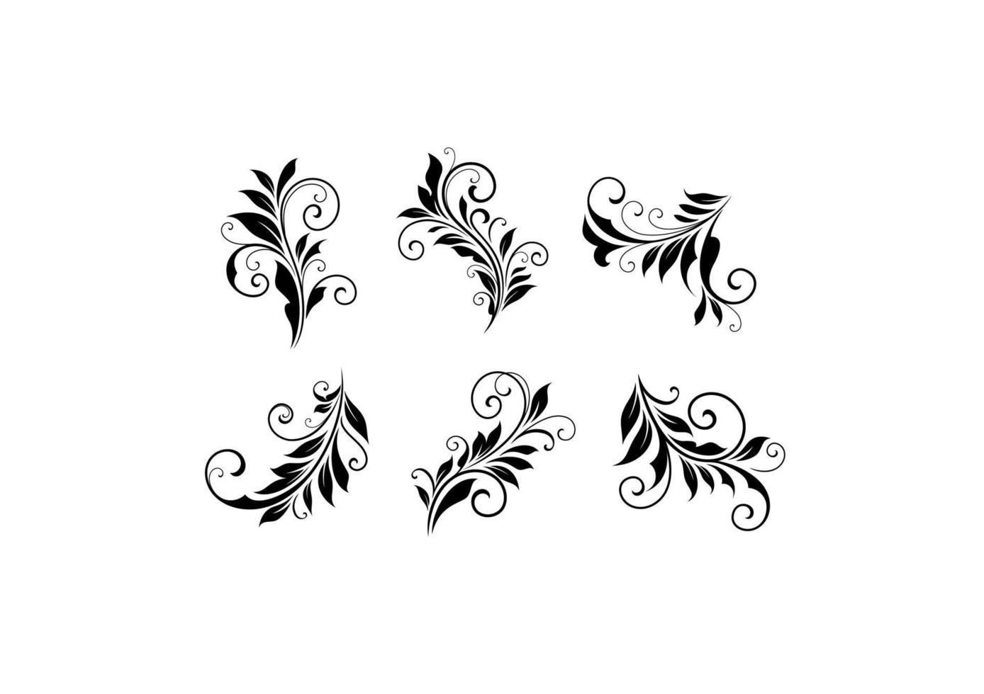 conjunto de elementos florales antiguos vector