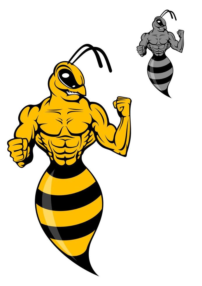 Powerful wasp or yellow hornet vector
