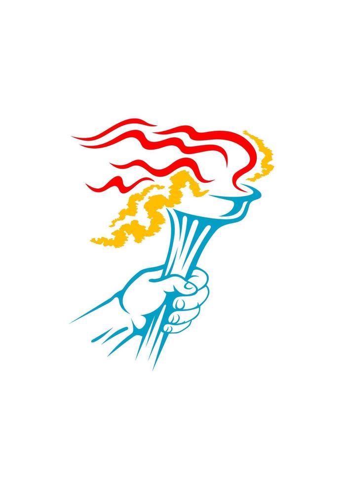 Flaming torch in hand vector