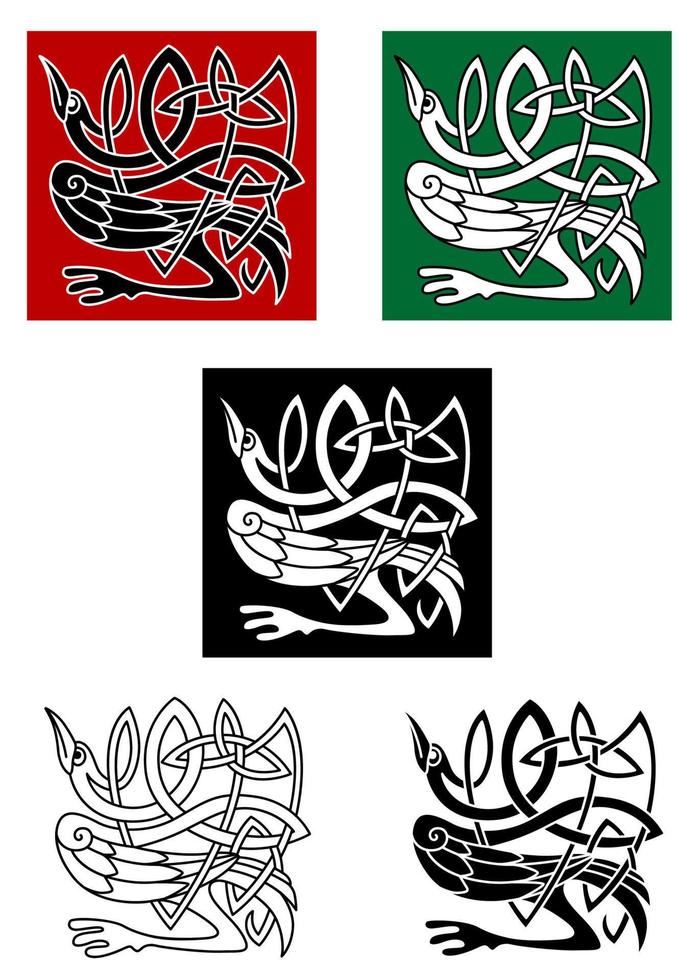 Celtic ornament with heron bird vector