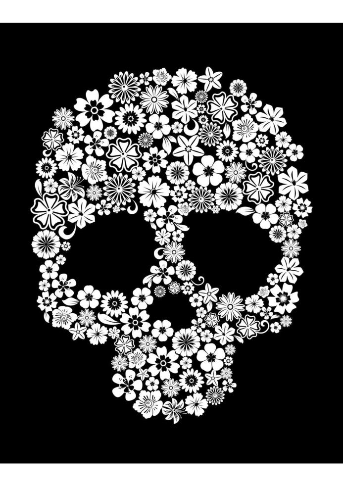 cráneo humano en estilo floral vector