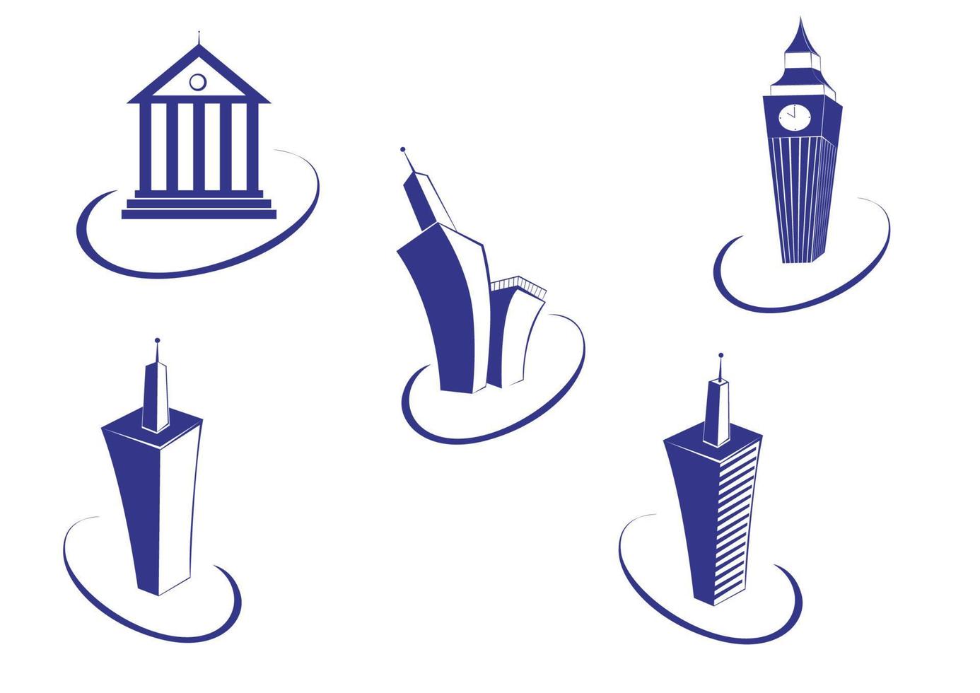 símbolos e iconos de edificios vector