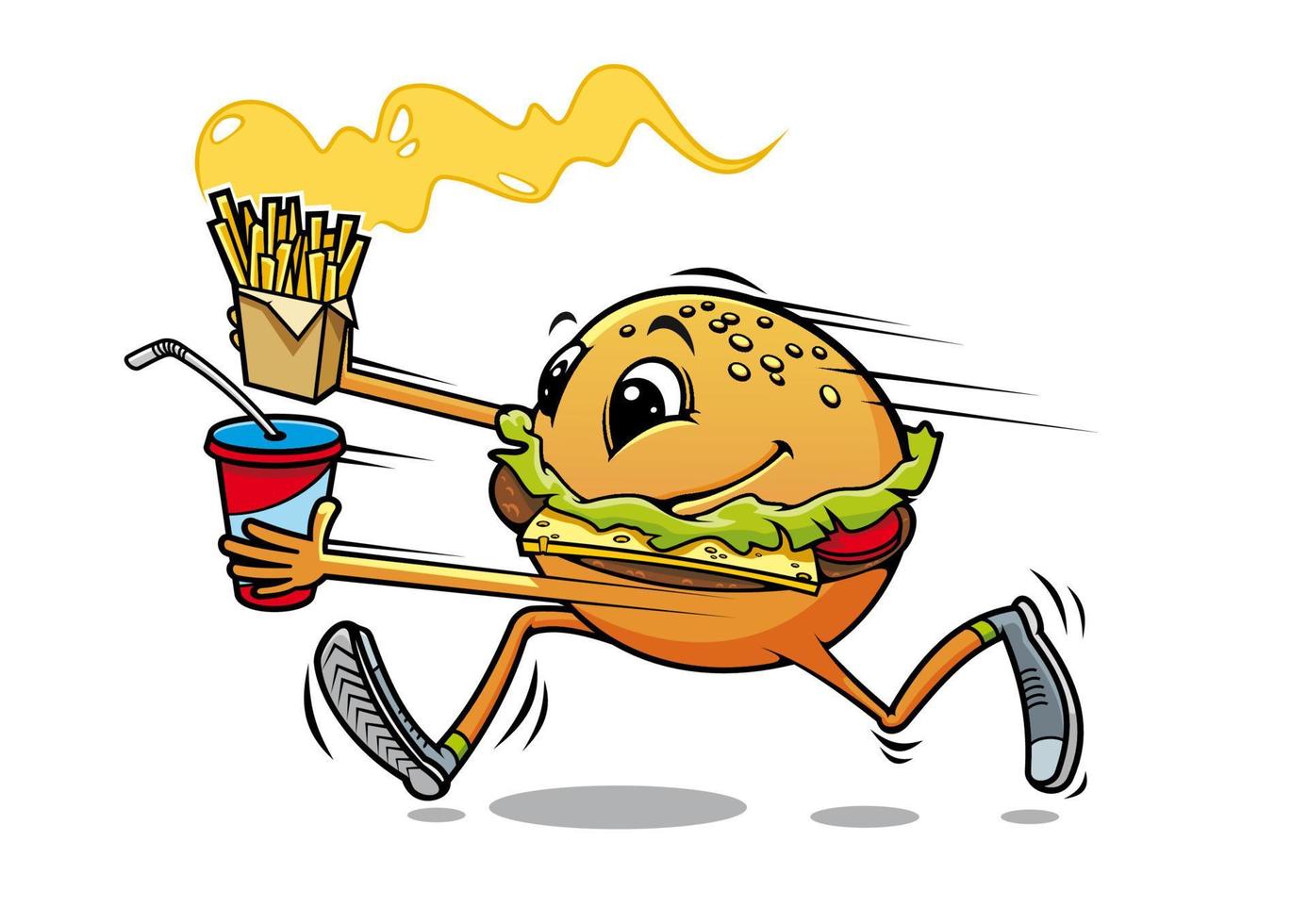 personaje de hamburguesa corriendo vector