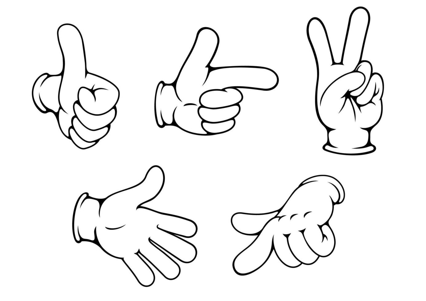 conjunto de gestos de manos positivas vector
