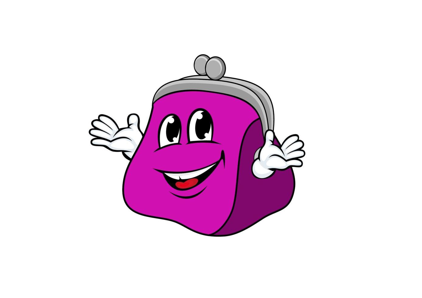 Smiling cartoon purse with hands vector