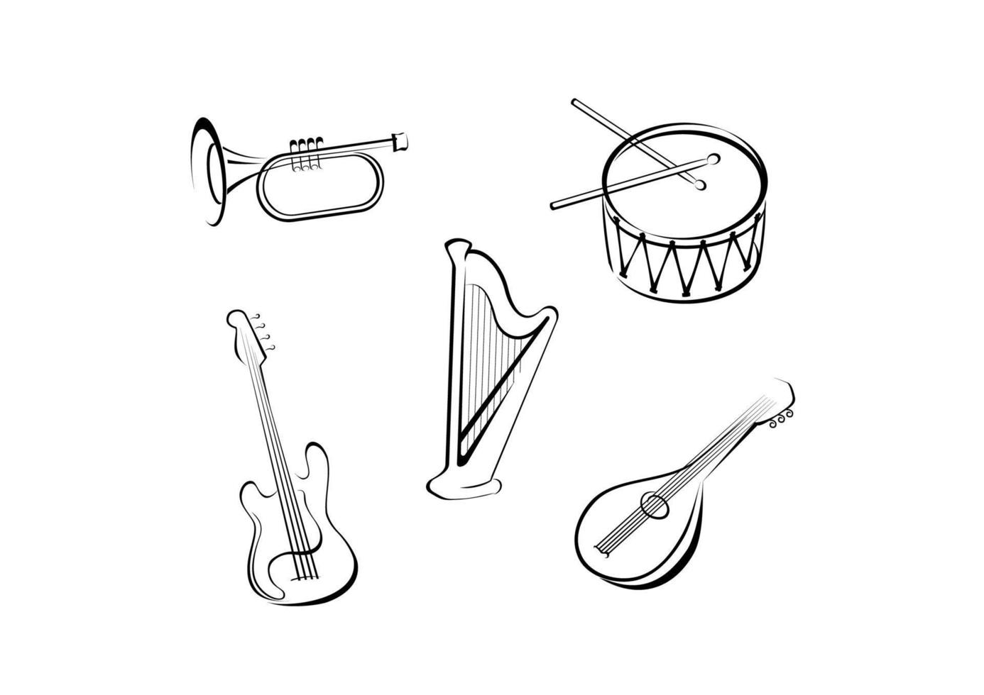 Isolated music instruments vector