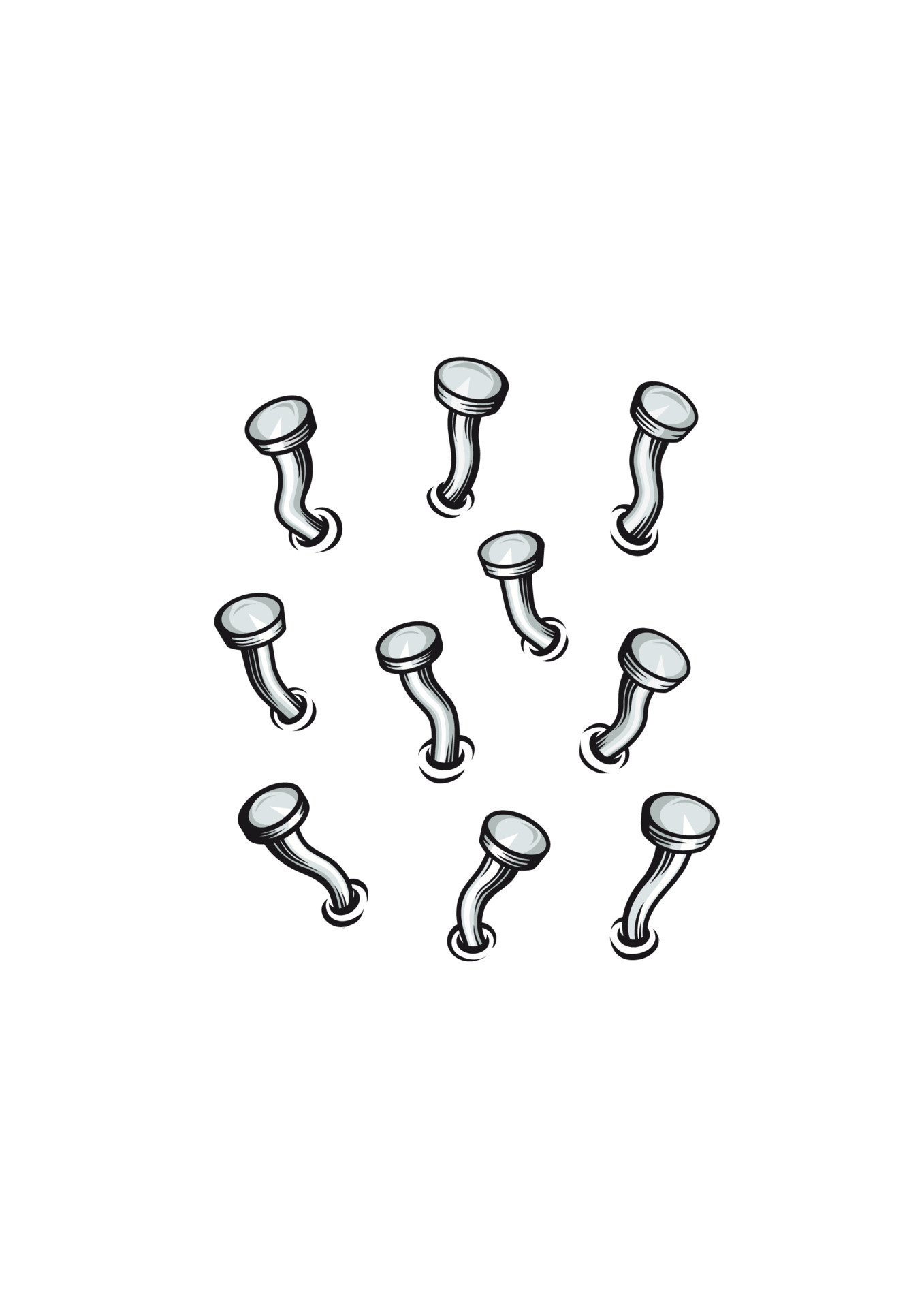 Set of bent nails 11214963 Vector Art at Vecteezy