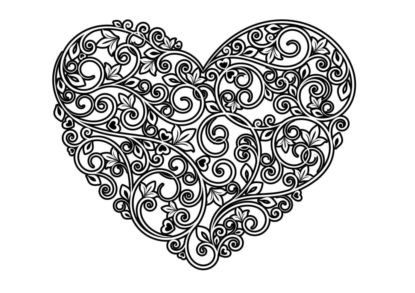 Floral heart with ornamental elements vector
