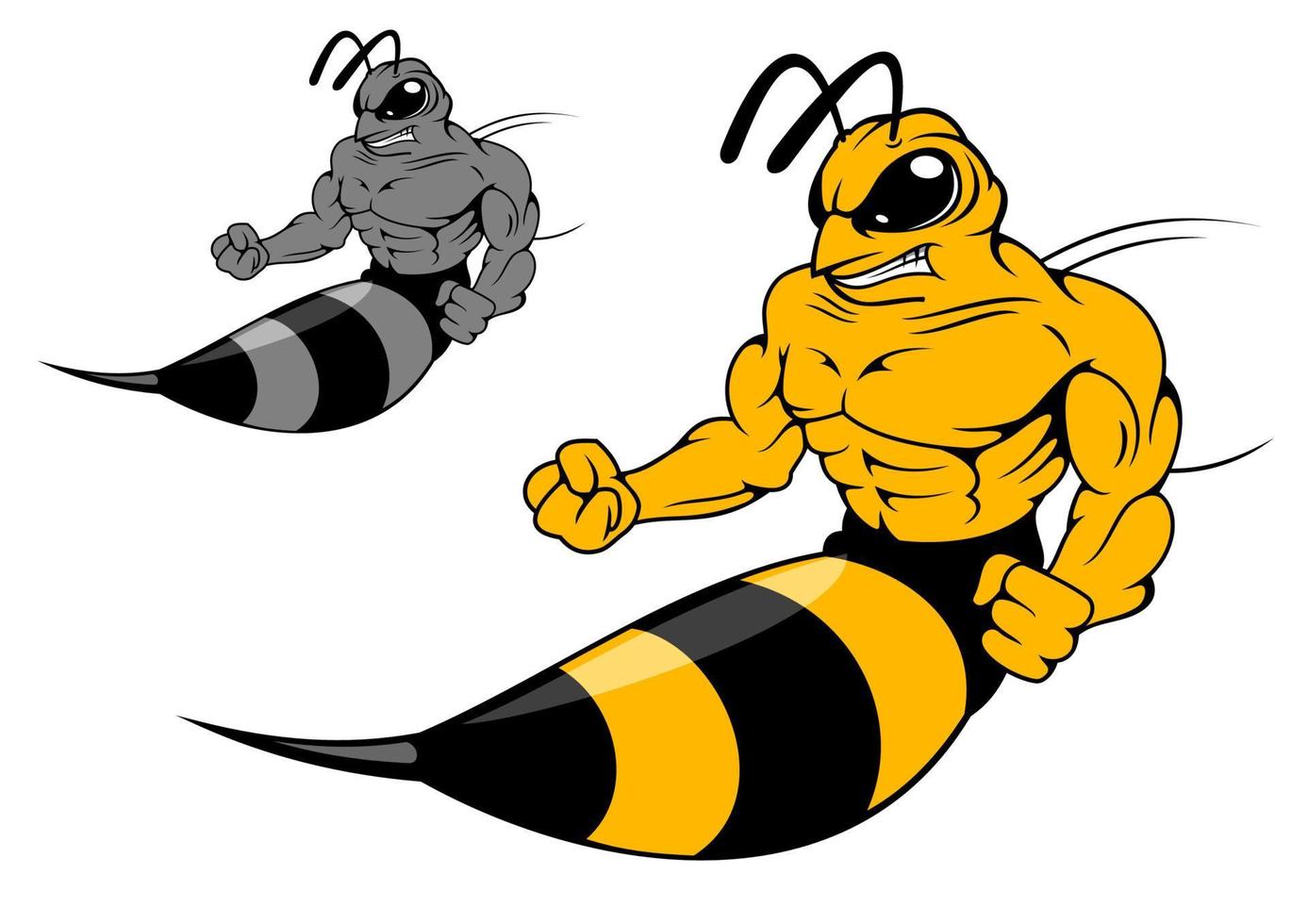 Danger yellow hornet with sting vector