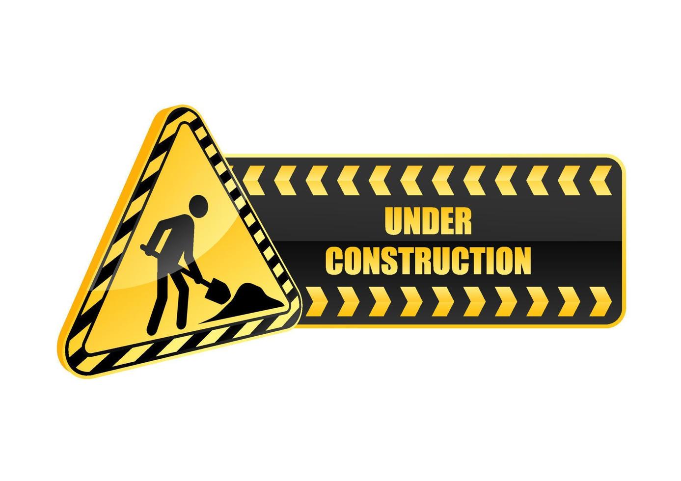 Under construction icon and warning sign vector