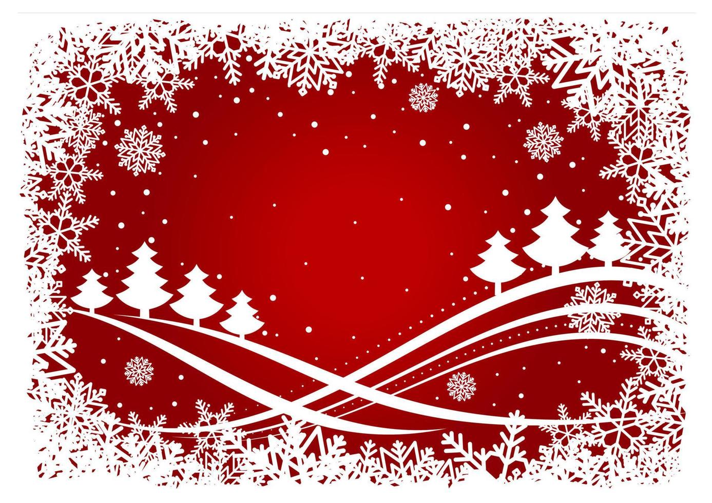 Christmas background with pines and snowflakes vector