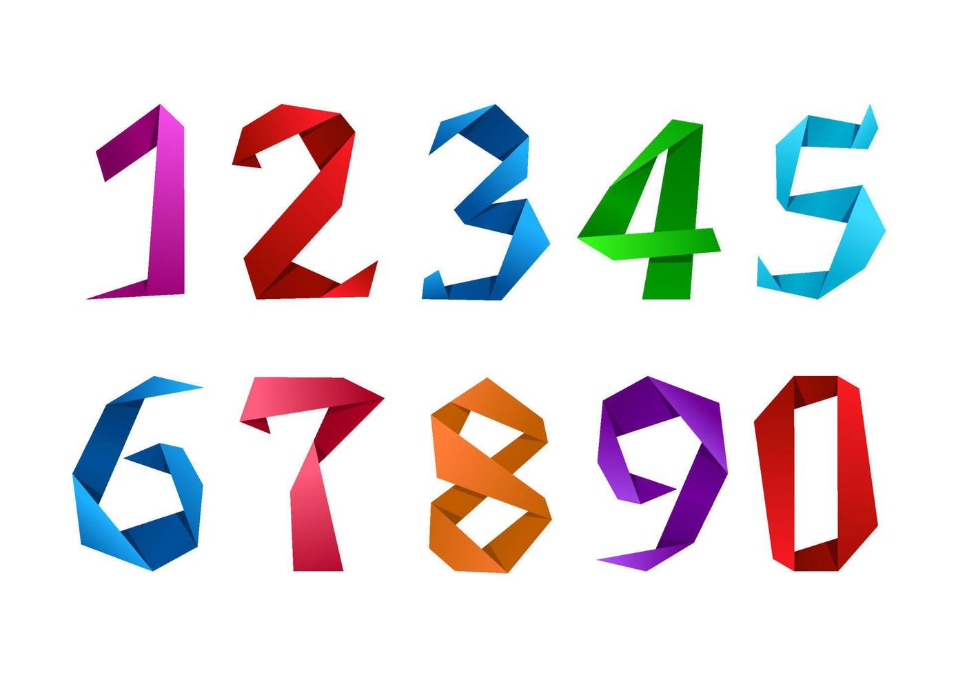 dígitos y números en estilo origami vector
