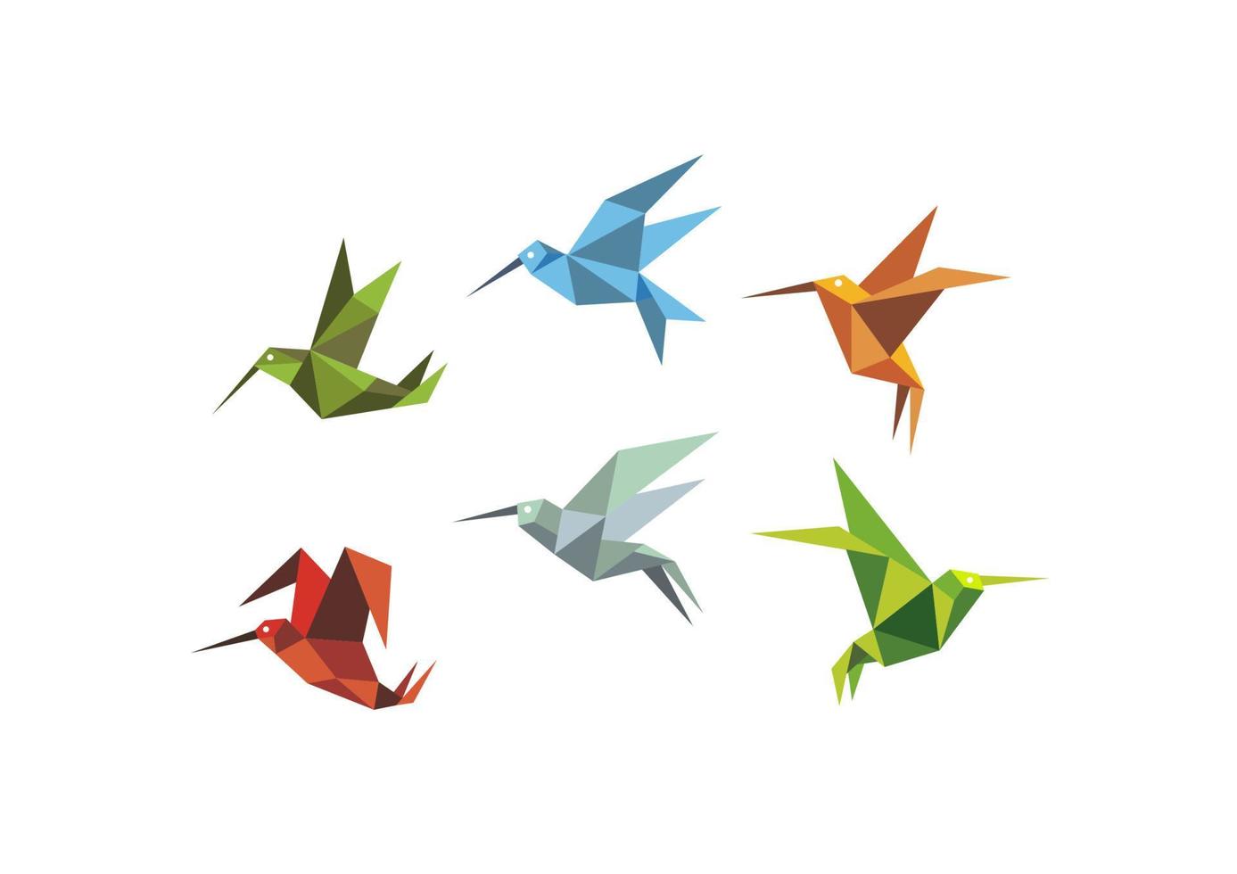 coloridos colibríes voladores vector