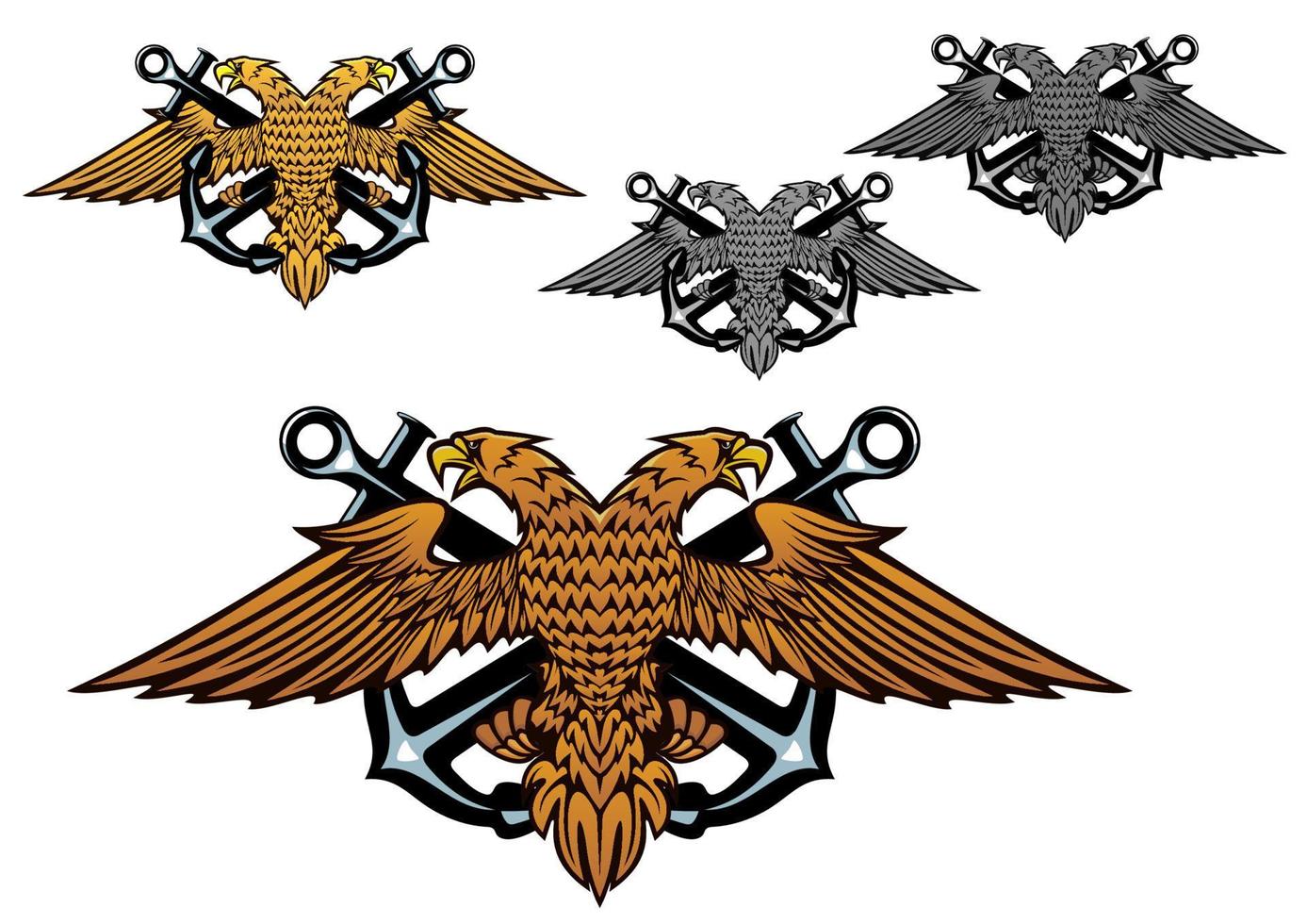 Heraldic eagle with a sea anchor in claws vector