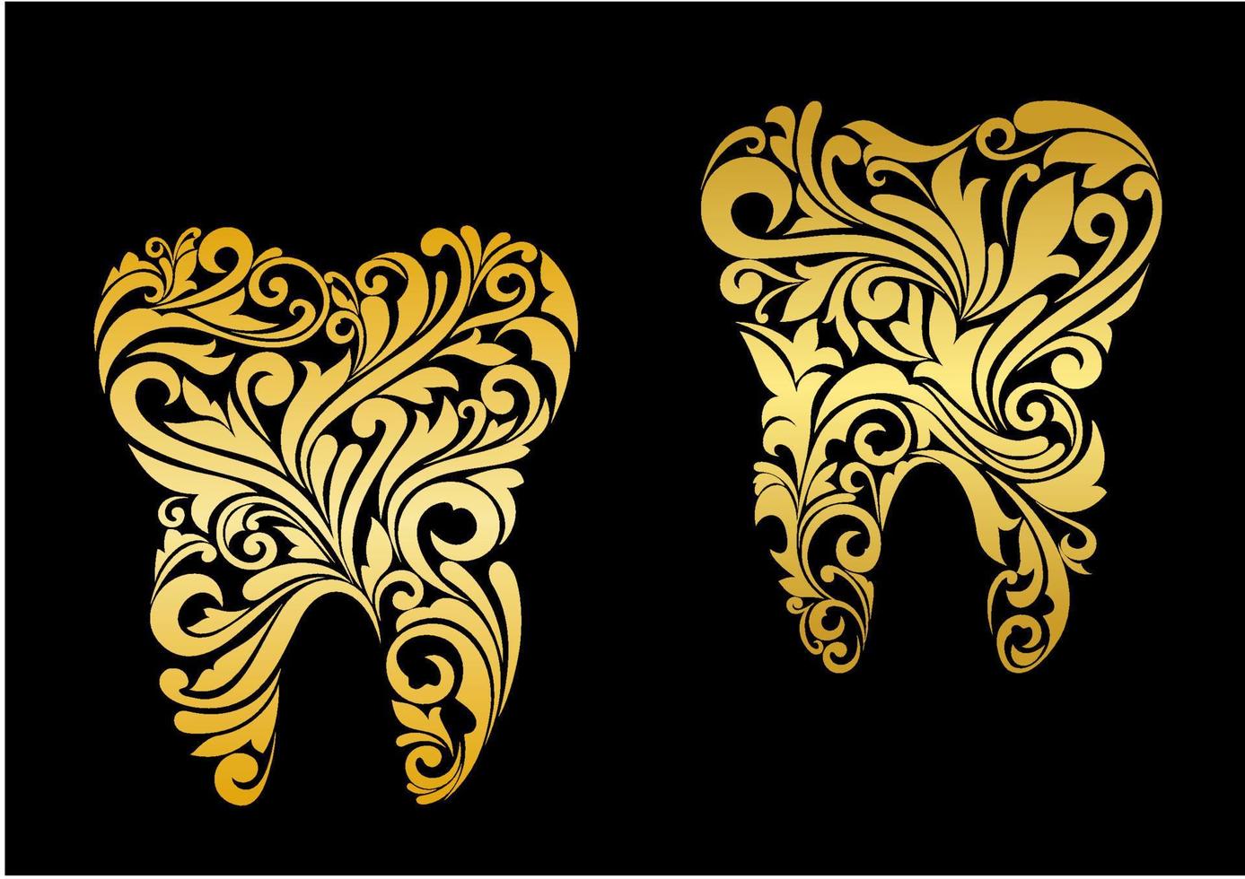 Golden tooth in floral style vector