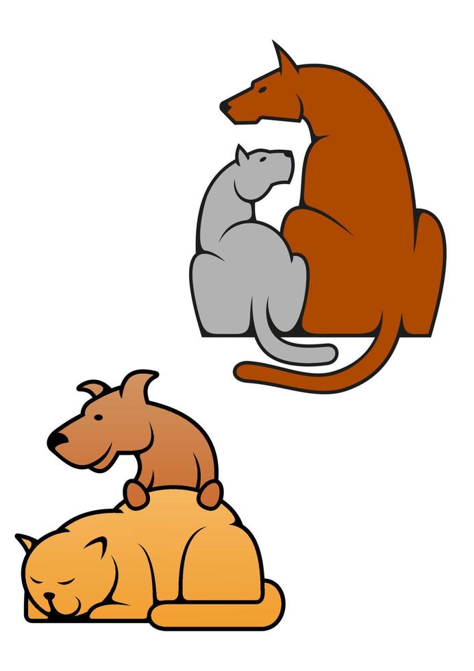 Domestic pets cat and dog vector