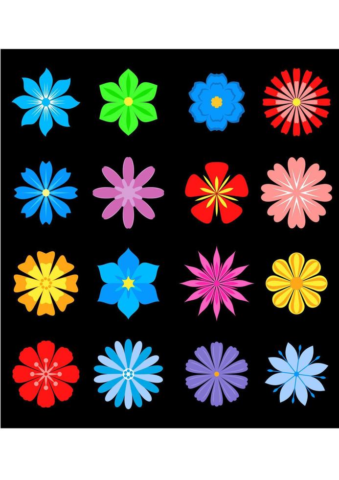 conjunto de flores vector