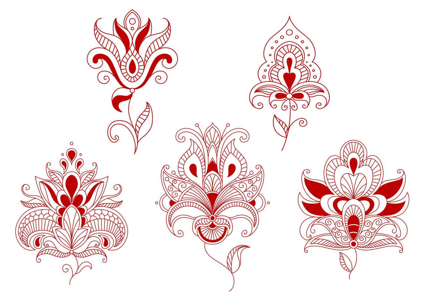 Abstract curly flowers vector
