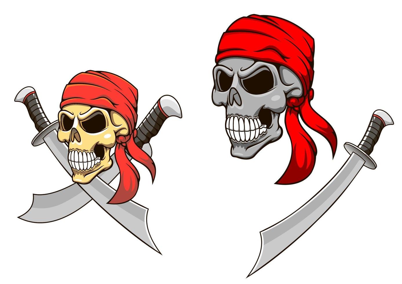 Pirate skull with sharp sabers vector