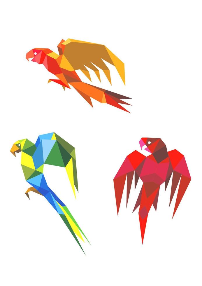 Abstract origami parrots vector