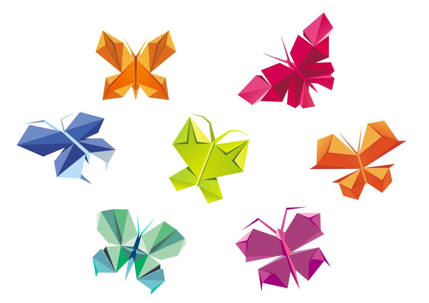 siluetas de mariposas de origami vector