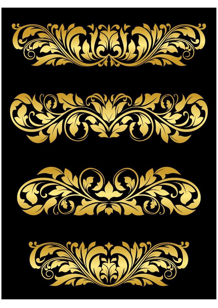 Golden floral embellishments vector