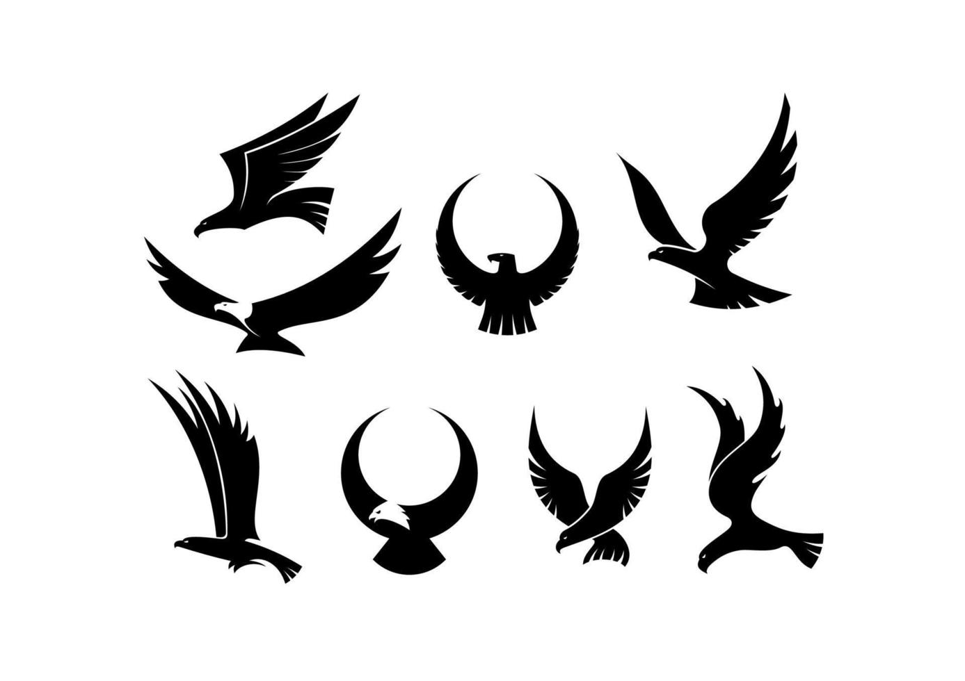 Set of flying eagles vector