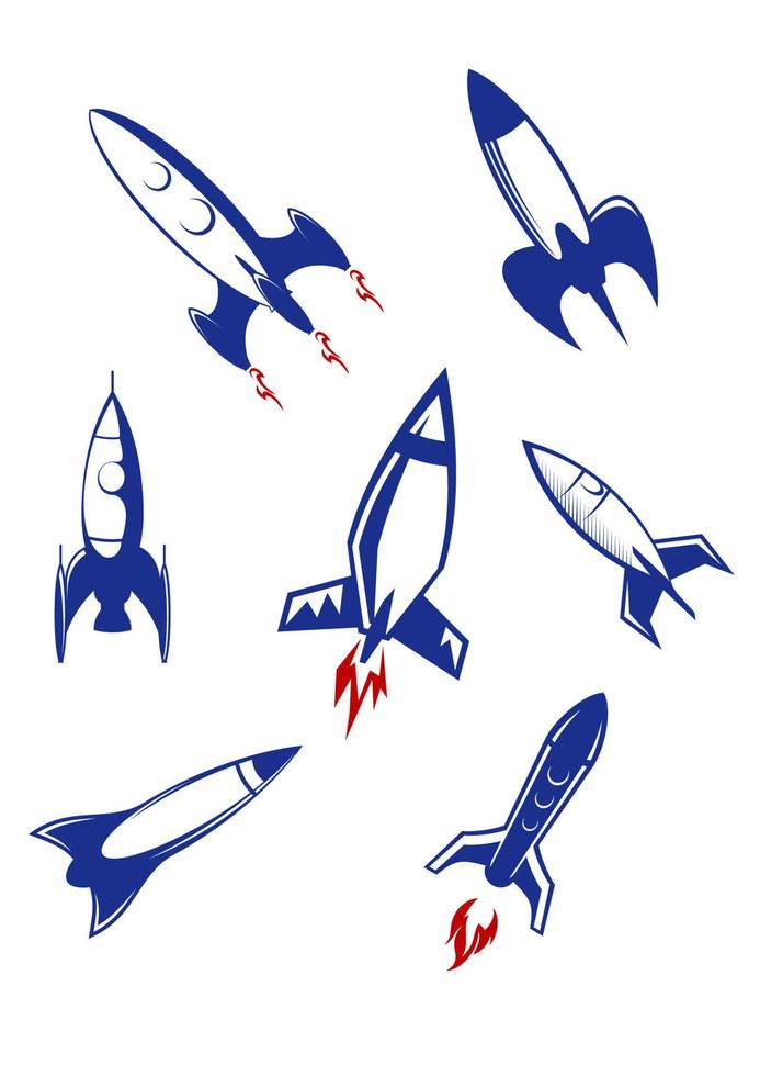 Space rockets and military missiles vector