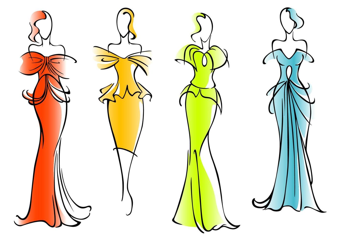 Modern and elegant dresses vector