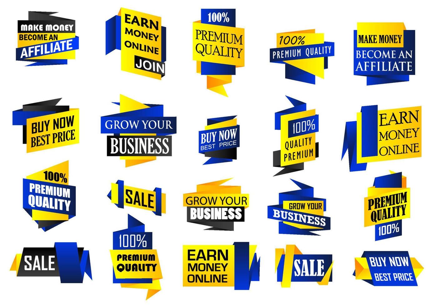 Set of origami banners vector