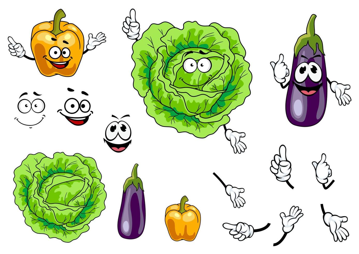 verduras de col, pimiento y berenjena vector