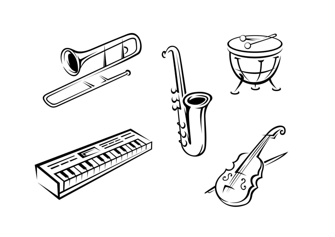 Musical instruments set vector