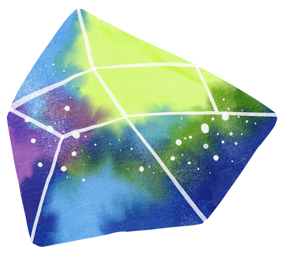 Watercolor painted crystal png